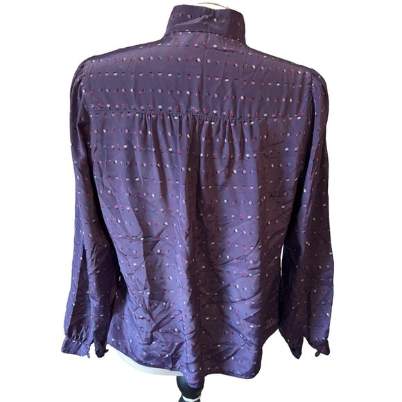 Prophecy Vintage Floral Silky Purple Librarian Blouse Sz Large Appx (Unsized) Ma - Picture 2 of 13